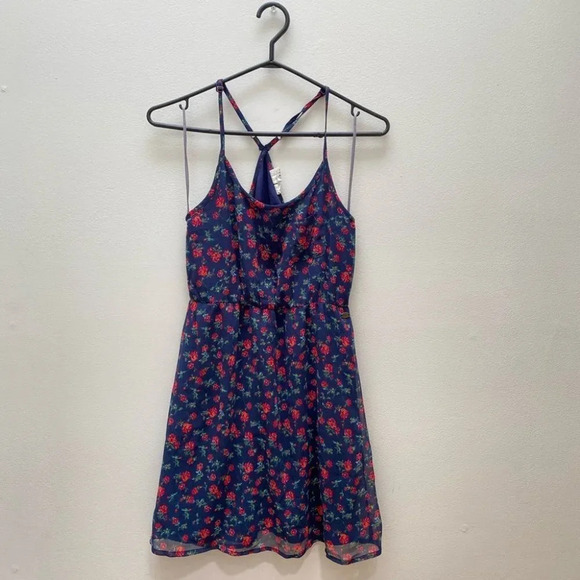 ROXY - Racer Back Blue Floral Dress - Picture 1 of 6